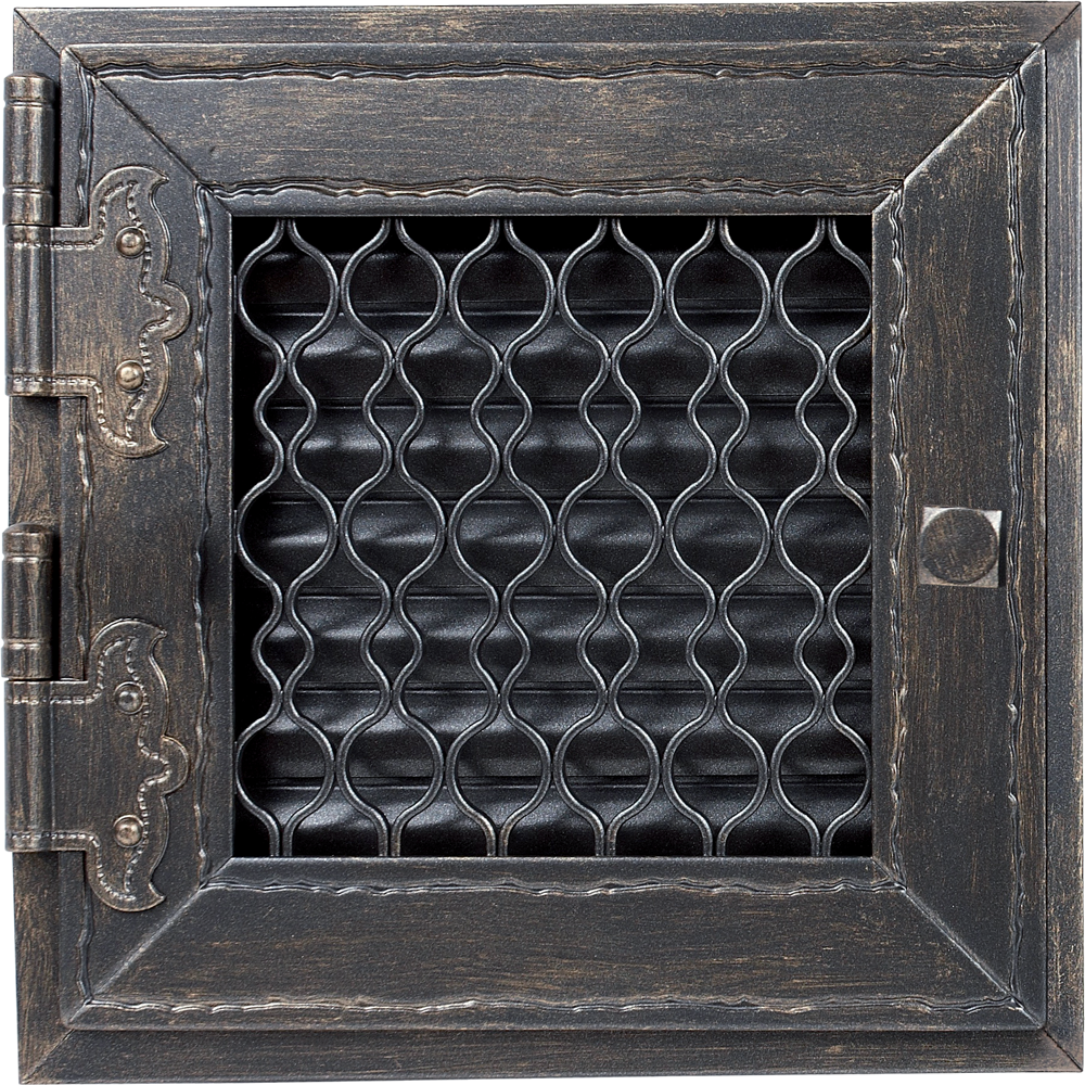 Камінна решітка Kratki Retro одинарна графітова антична висувна 22