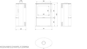 Опалювальна піч Kratki KOZA AB S/2 кахель чорна