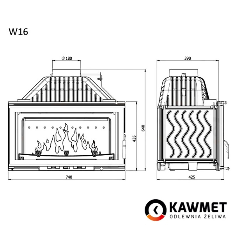 КАМІННА ТОПКА KAWMET W16 (13.5KW)ECO