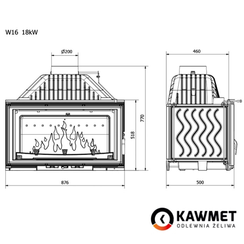 КАМІННА ТОПКА KAWMET W 16 (16.3 KW)
