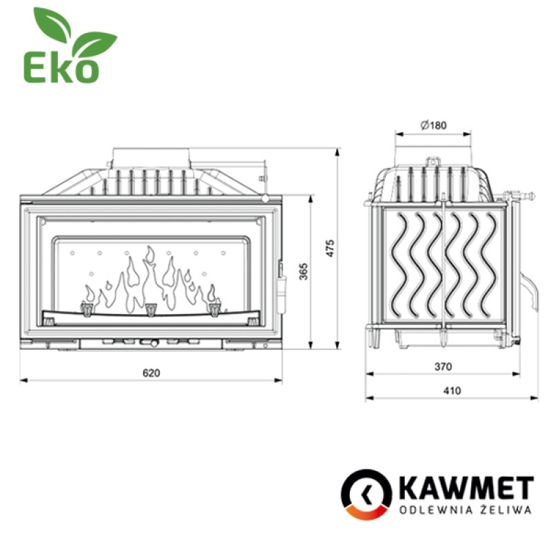 КАМІННА ТОПКА KAWMET W16 (9.4 KW) EKO