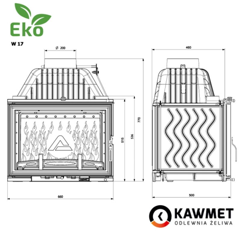 КАМІННА ТОПКА KAWMET W17 DEKOR (16.1 KW) EKO
