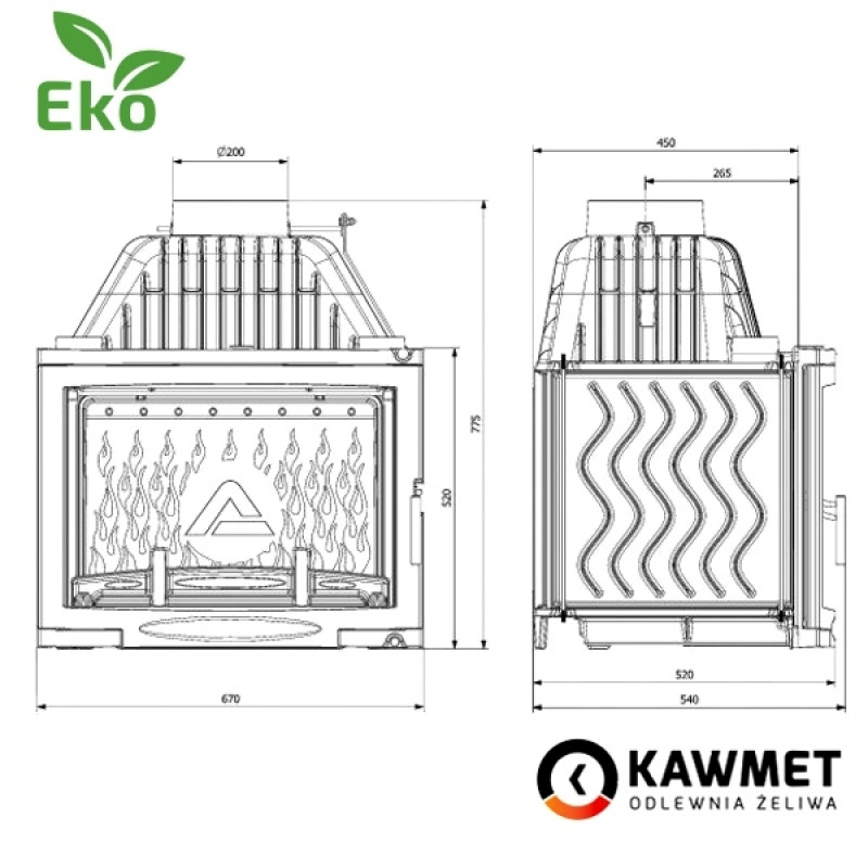 КАМІННА ТОПКА KAWMET W17 PANORAMA (16.1 KW) EKO