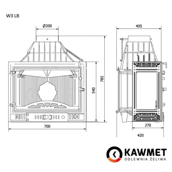 КАМІННА ТОПКА KAWMET W3 ЛІВЕ БІЧНЕ СКЛО (16.7 KW)