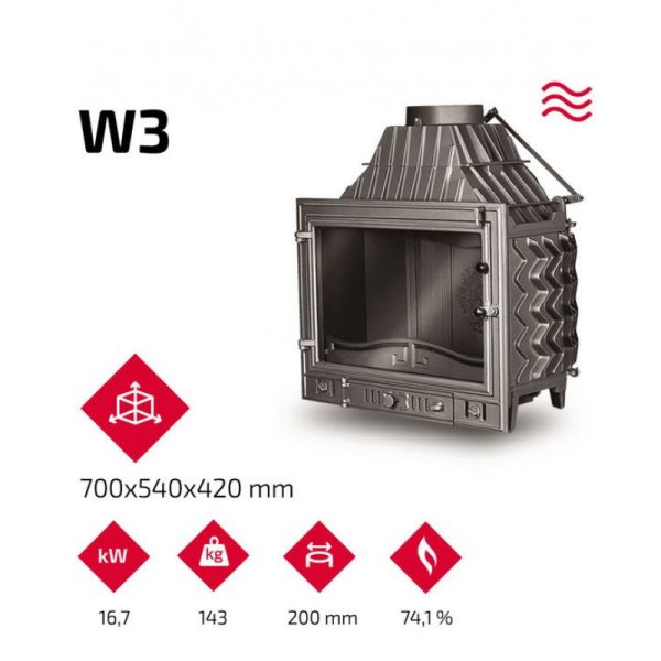 КАМІННА ТОПКА KAWMET W3 ТРИСТОРОННЯ (16.7 KW)