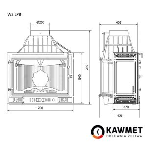 КАМІННА ТОПКА KAWMET W3 ТРИСТОРОННЯ (16.7 KW)