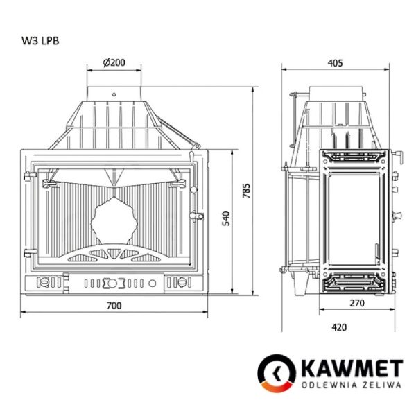 КАМІННА ТОПКА KAWMET W3 ТРИСТОРОННЯ (16.7 KW)