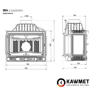 КАМІННА ТОПКА KAWMET W4 ПРАВЕ БІЧНЕ СКЛО (14.5 KW)
