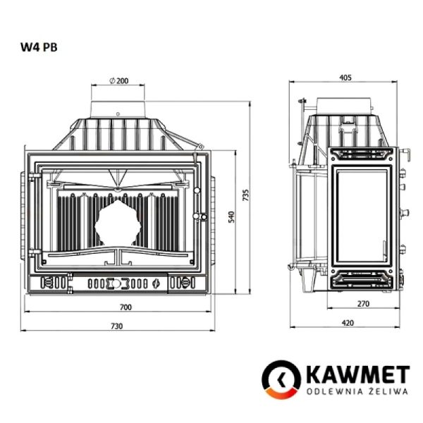 КАМІННА ТОПКА KAWMET W4 ЛІВЕ БІЧНЕ СКЛО (14.5 KW)