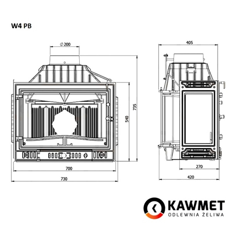КАМІННА ТОПКА KAWMET W4 ЛІВЕ БІЧНЕ СКЛО (14.5 KW)