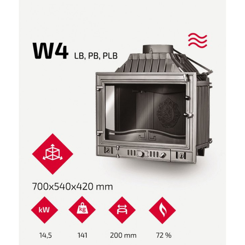 КАМІННА ТОПКА KAWMET W4 ЛІВЕ БІЧНЕ СКЛО (14.5 KW)