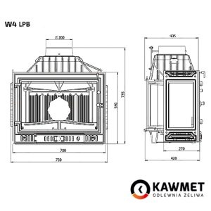 КАМІННА ТОПКА KAWMET W4 ТРИСТОРОННЯ (14.5 KW)