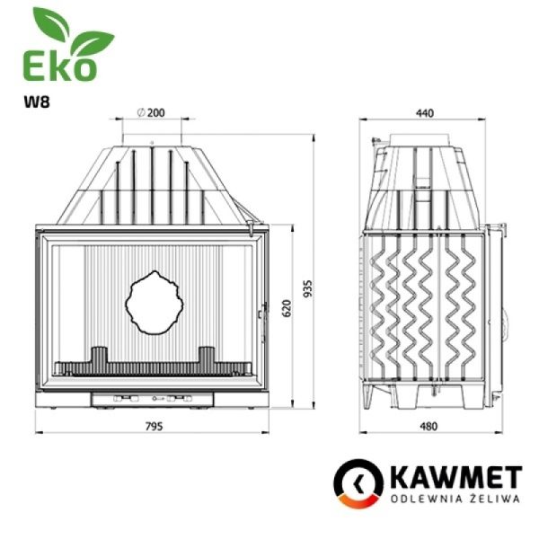 КАМІННА ТОПКА KAWMET W8 (17.5 KW) EKO