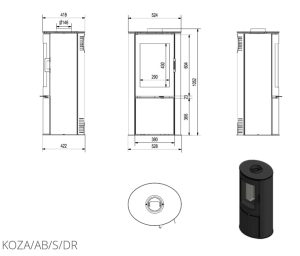 Стальна піч Kratki KOZA AB S/DR