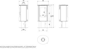 Опалювальна піч Kratki KOZA AB S/N/DR кахель червона