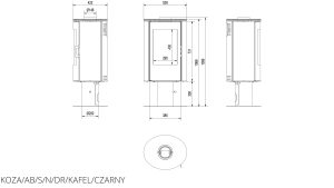Опалювальна піч Kratki KOZA AB S/N/DR кахель чорна