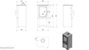 Стальна піч Kratki KOZA K5 S з нішею для дров