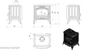 Чавунна піч Kratki KOZA K6 Ø 130 ASDP