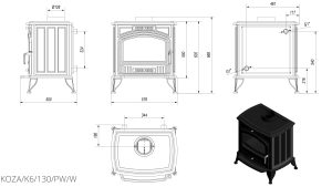 Чавунна піч Kratki KOZA K6 PW Ø 130