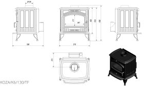 Чавунна піч Kratki KOZA K6 Ø 130 TURBOFAN