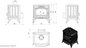 Чавунна піч Kratki KOZA K6 Ø 150 TURBOFAN