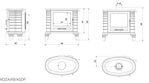 Чавунна піч Kratki KOZA K8 ASDP