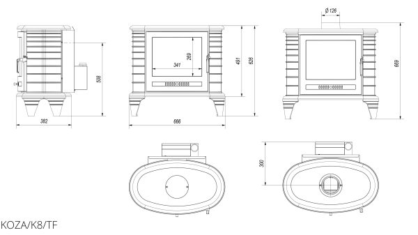 Чавунна піч Kratki KOZA K8 TURBOFAN