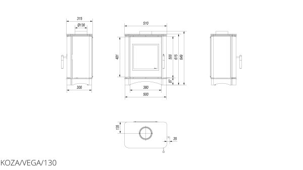 Стальна піч Kratki KOZA VEGA Ø 130