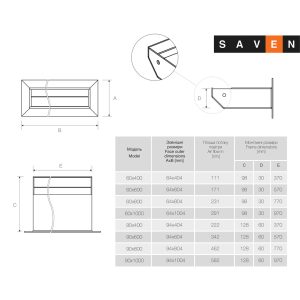 Вентиляційна решітка для каміна SAVEN Loft 90х1000 чорна