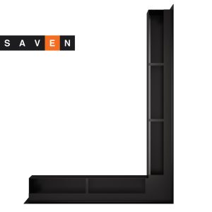 Вентиляційна решітка для каміна кутова права SAVEN Loft Angle 90х800х600 чорна