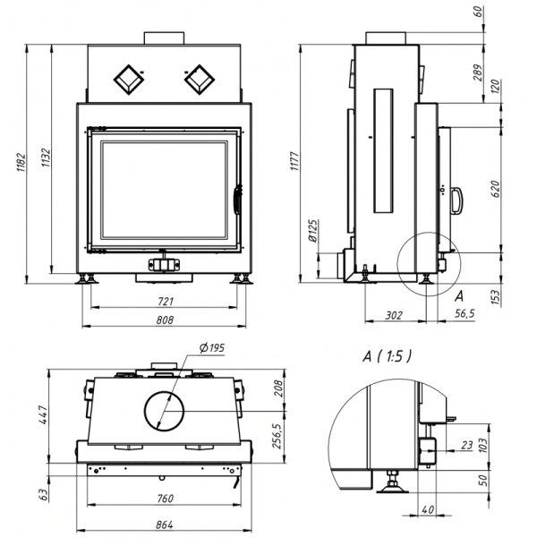 ПОВІТРЯНА КАМІННА ТОПКА GAVRYLIV&SONS 76X62