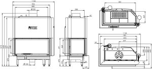 Камінна топка з водяним контуром HITZE ALAQS90x41.LG-D 21 кВт, ліва з гільйотиною