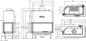 Камінна топка з водяним контуром HITZE AQUASYSTEM 90×41.RG-D 21 кВт, права з гільйотиною