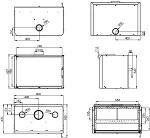 Камінна топка HITZE CUBO 800 8 кВт, касетна