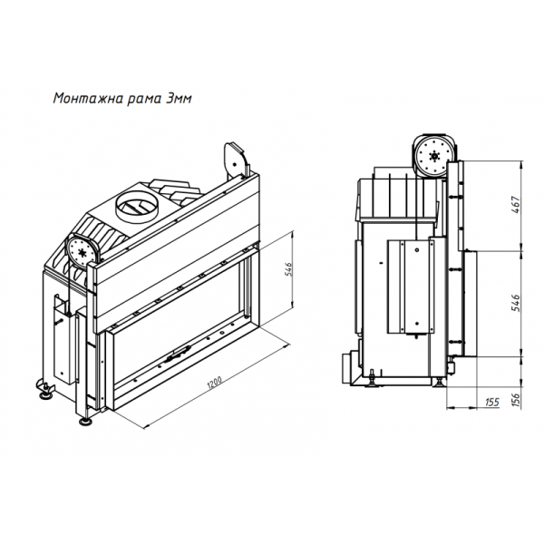 ПОВІТРЯНА КАМІННА ТОПКА GAVRYLIV&SONS 120X52 ГІЛЬЙОТИНА