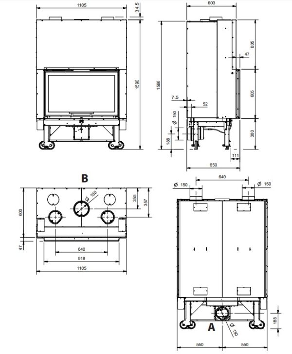 Камінна топка  La Nordica MONOBLOCCO 90PA