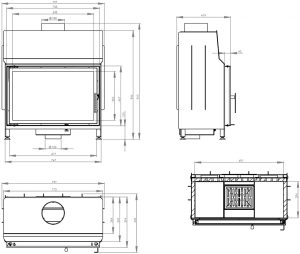Камінна топка HITZE STMA 68×43.S 12,5 кВт