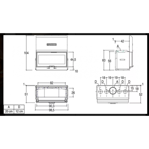 КАМІННА ТОПКА PIAZZETTA MC90/44SL