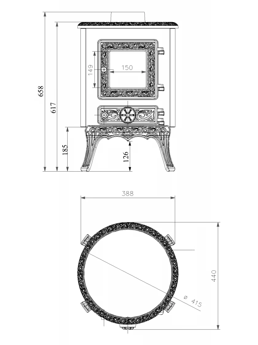 Чавунна піч Nordflam PALESTRO Patyna