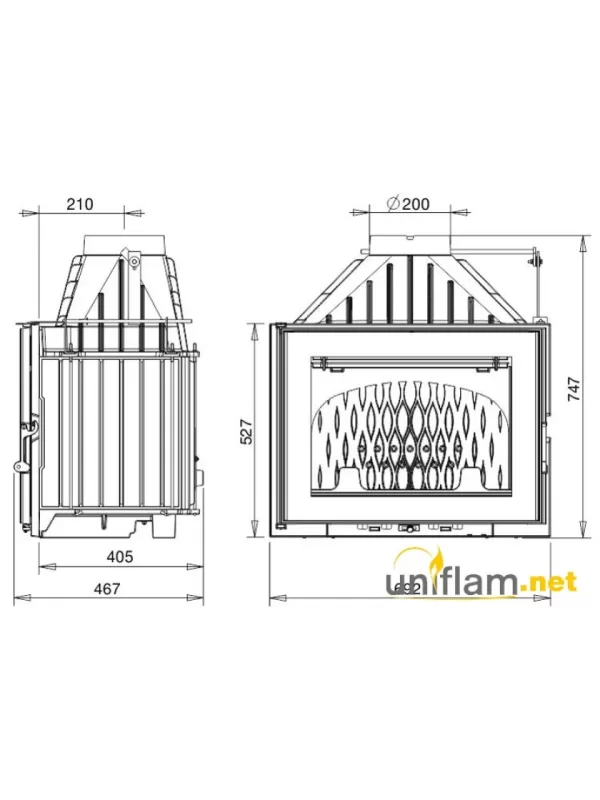 Камінна топка Uniflam 700 PLUS ECO з шибером