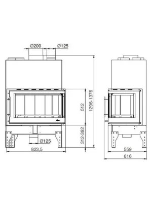 Камінна топка Uniflam 860 EVO LBS ліве скло гнуте