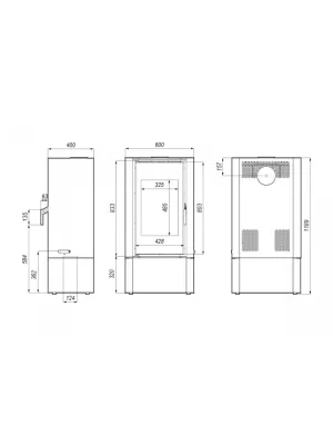 Сталева піч Defro Home SOLUM LOG Чорний