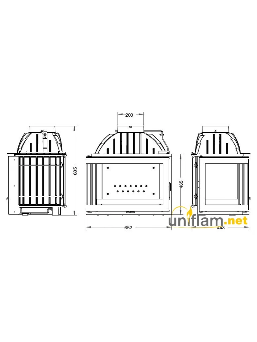 Камінна топка Uniflam 700 PLUS ECO з шибером ліве скло