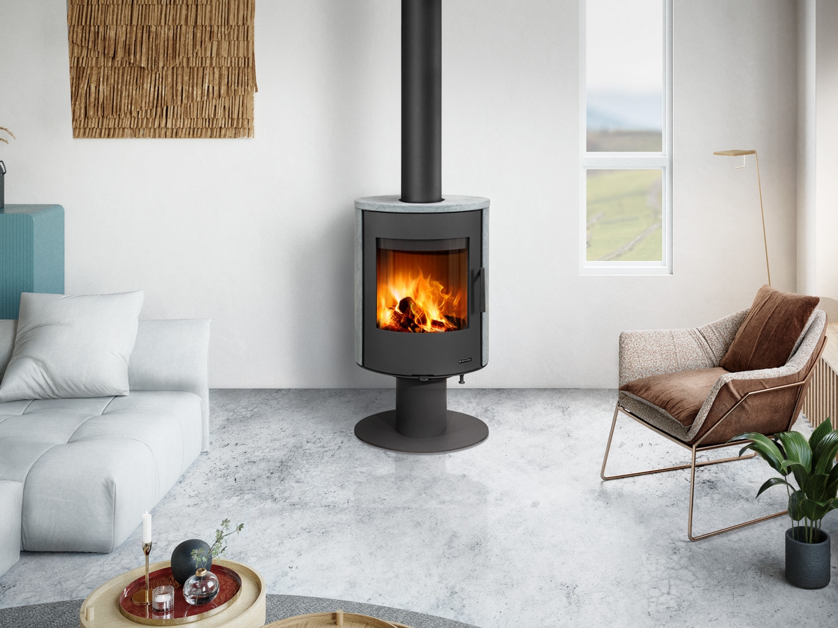 ROMOTOP – EVORA T 02 камінь – поворотна піч на ніжці