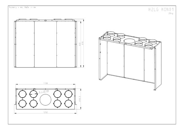 ROMOTOP – H2LG KON01 – конвекційний кожух для камінних топок серії HEAT 3g L 110.50.04