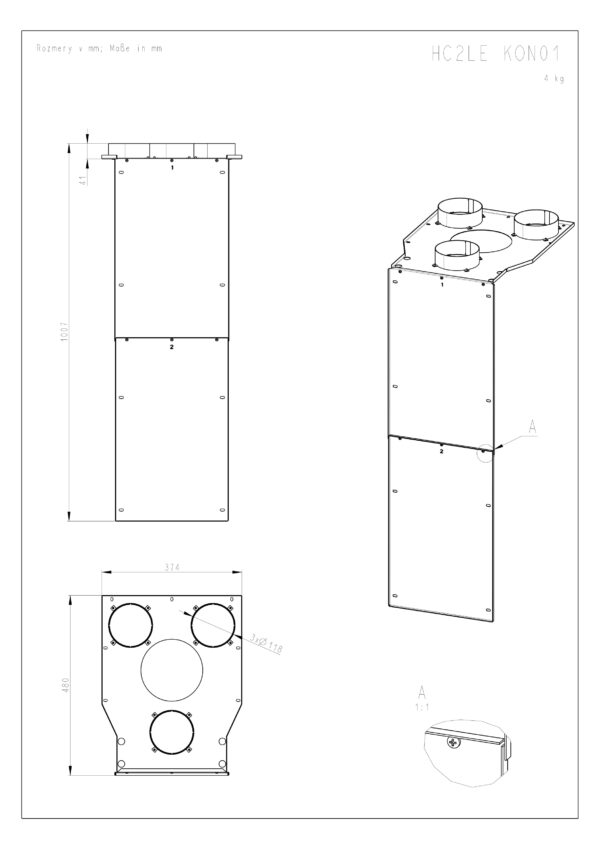 ROMOTOP – HC2LE KON01 – конвекційний кожух для камінних топок HEAT C 3g L 50.52.31.21