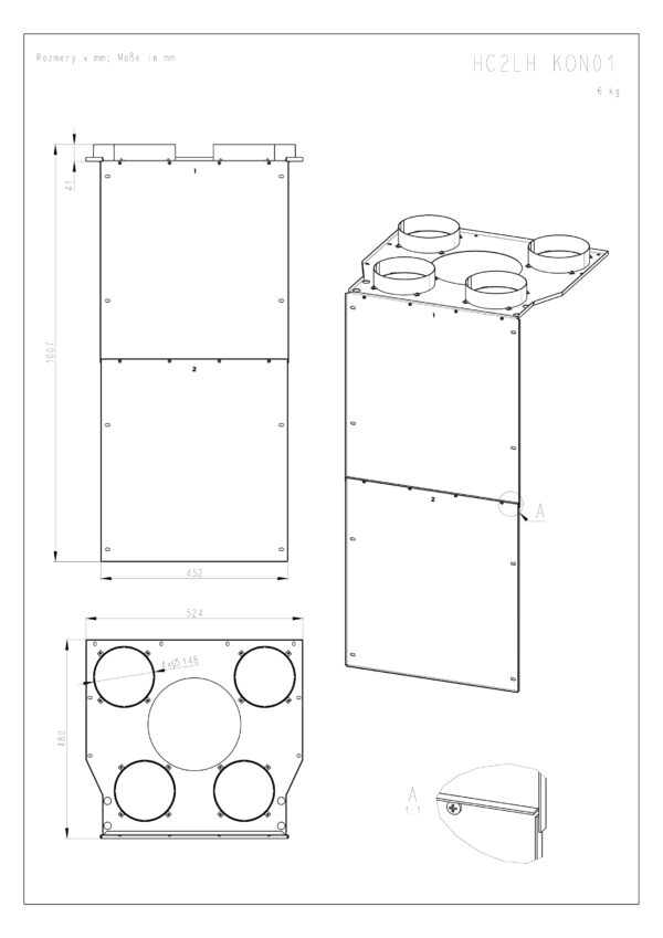 ROMOTOP – HC2LH KON01 – конвекційний кожух для камінних топок HEAT C 3g L 65.52.31.21