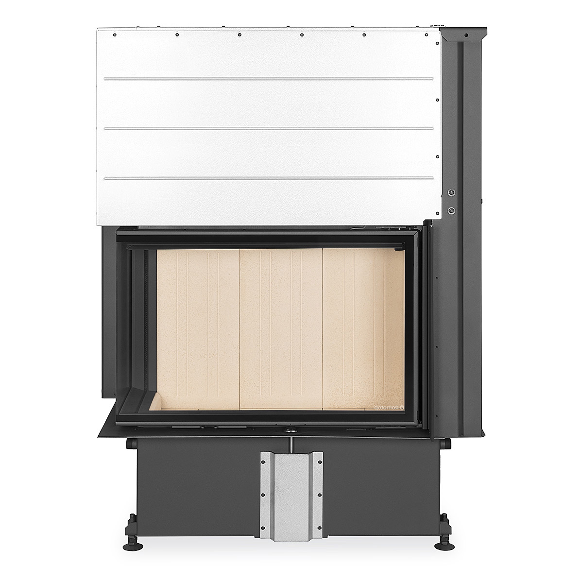 ROMOTOP – IMPRESSION L 2g L 83.60.34.21 – кутова камінна топка з гільйотиною, світлий шамот