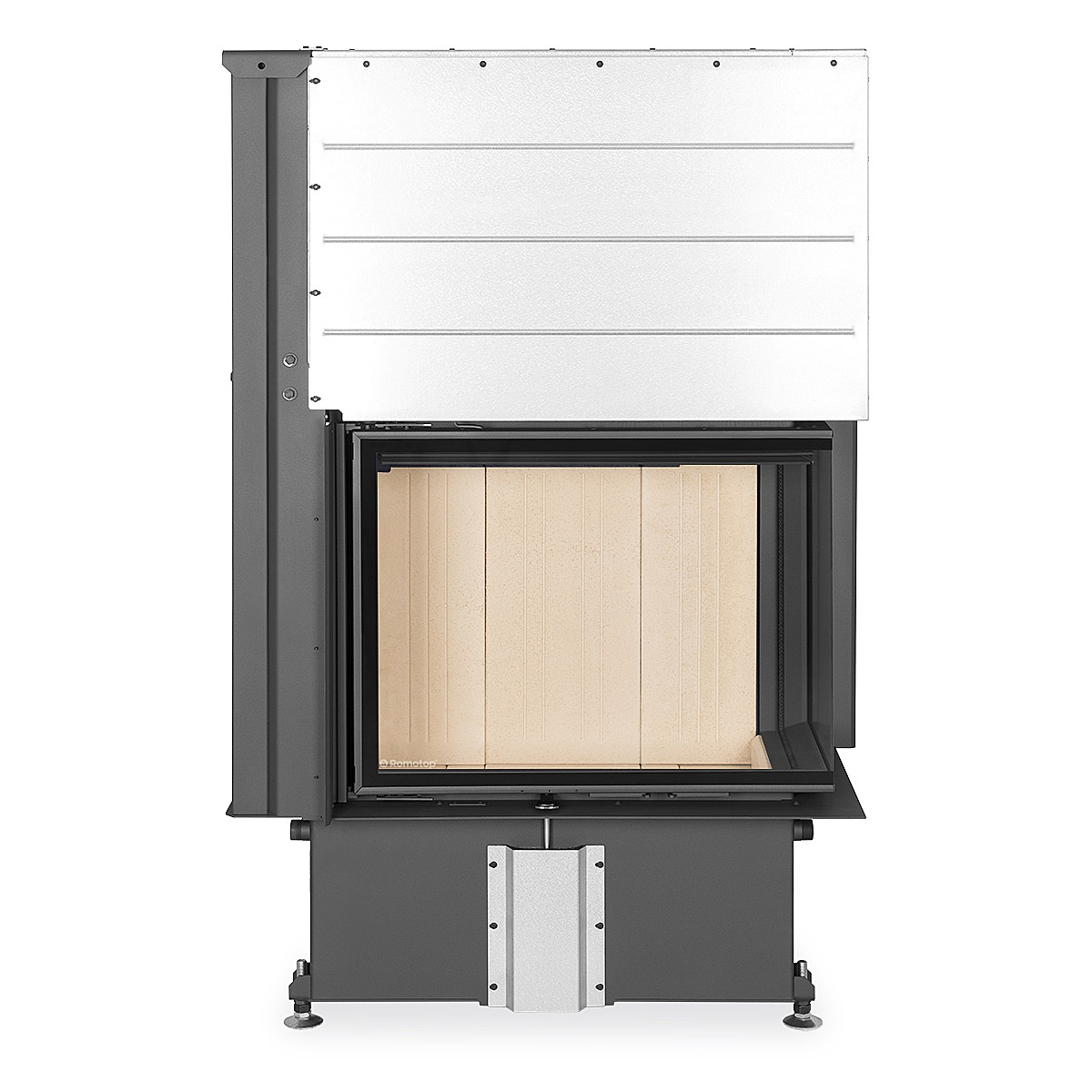 ROMOTOP – IMPRESSION R 2g L 71.60.34.21 – кутова камінна топка з гільйотиною, світлий шамот