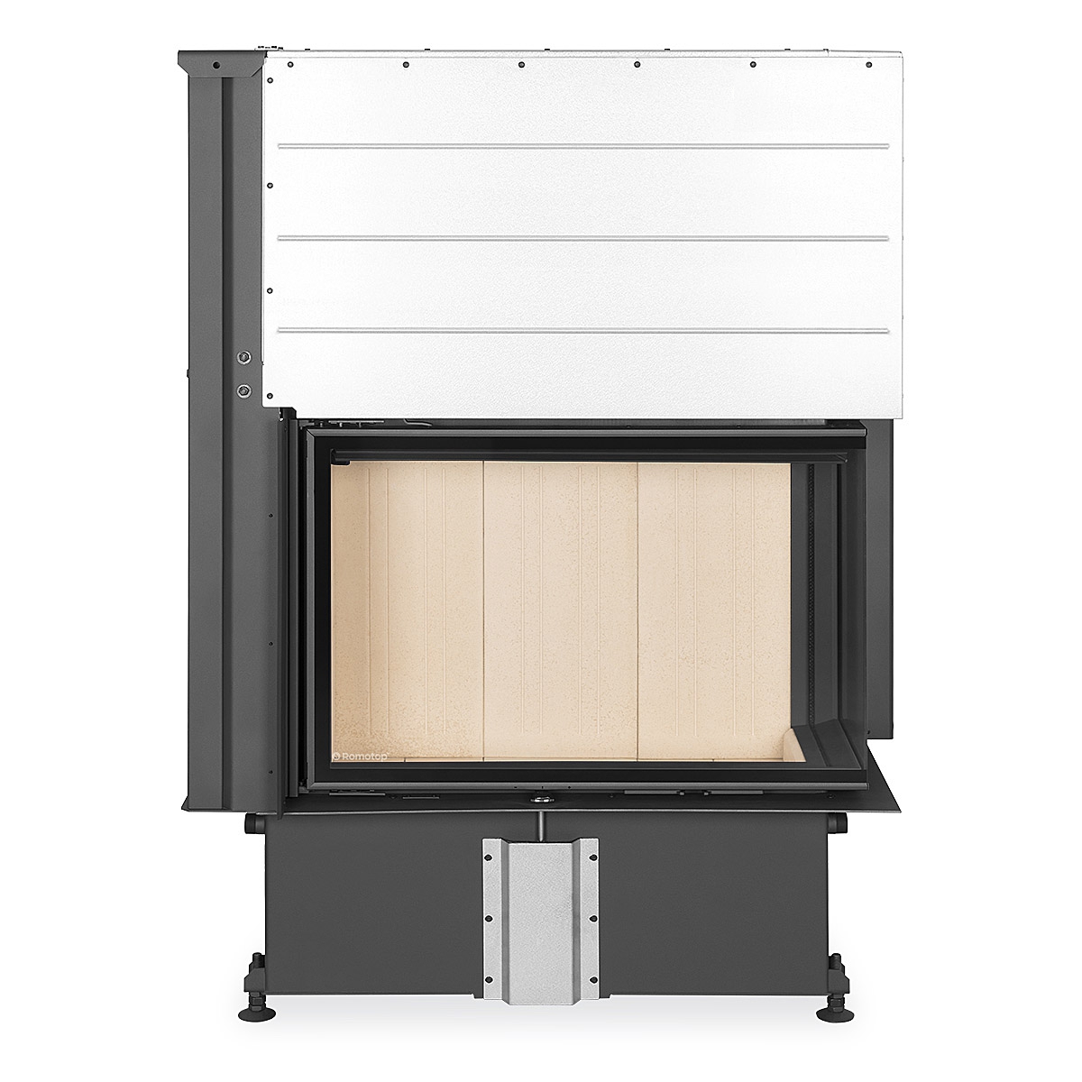 ROMOTOP – IMPRESSION R 2g L 83.60.34.21 – кутова камінна топка з гільйотиною, світлий шамот